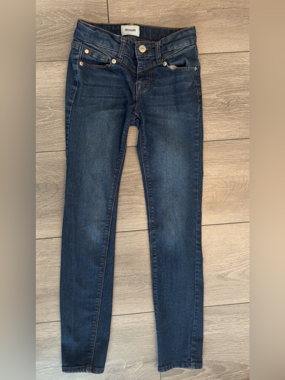 Hudson Girls Size 10 Skinny Slim Fit Dark Wash Blue Stretch Jeans 25 Inseam